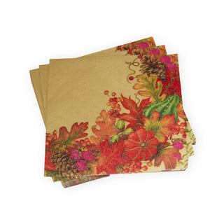 Caspari Harvest Garland Gold Luncheon Napkins - 20 Per Package 17711L