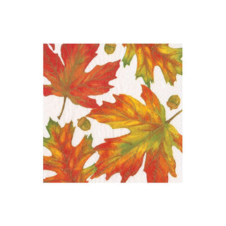 Caspari Autumn Hues White Boxed Cocktail Napkins - 40 Per Box 17720B