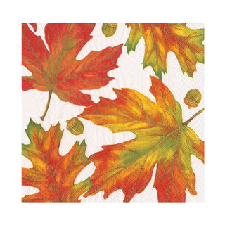 Caspari Autumn Hues White Luncheon Napkins - 20 Per Package 17720L