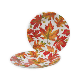 Caspari Autumn Hues White Salad & Dessert Plates - 8 Per Package 17720SP