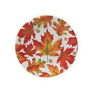 Caspari Autumn Hues White Salad & Dessert Plates - 8 Per Package 17720SP