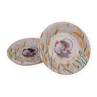 Caspari Homestead Turkey Taupe Salad & Dessert Plates - 8 Per Package 17730SP