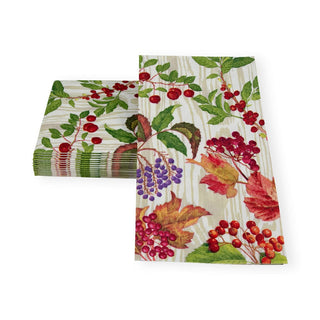 Caspari Berry Botanical Taupe Guest Towel Napkins - 15 Per Package 17740G