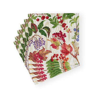 Caspari Berry Botanical Taupe Luncheon Napkins - 20 Per Package 17740L