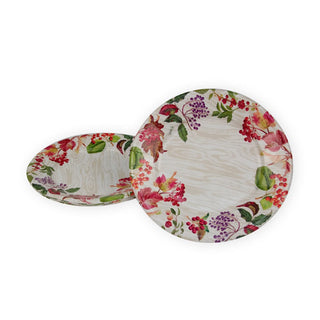 Caspari Berry Botanical Taupe Salad & Dessert Plates - 8 Per Package 17740SP