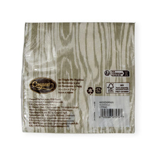 Caspari Woodgrain Silver & Gold Cocktail Napkins - 20 Per Package 17750C