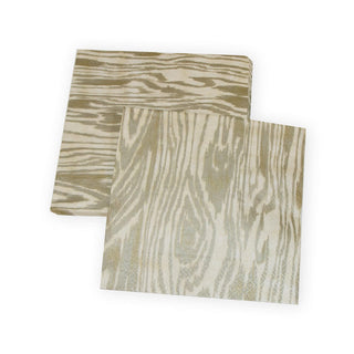 Caspari Woodgrain Silver & Gold Napkin Dinner - 20 Per Package 17750D