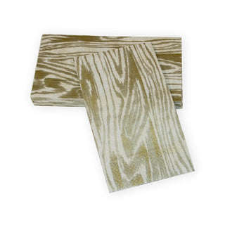 Caspari Woodgrain Silver & Gold Guest Towel Napkins - 15 Per Package 17750G