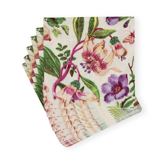 Caspari Porcelain Blooms Ivory Cocktail Napkins - 20 Per Package 17760C