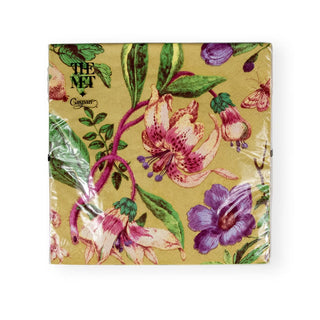 Caspari Porcelain Blooms Gold Luncheon Napkins - 20 Per Package 17761L