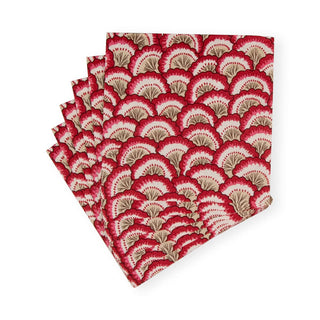 Caspari Pontchartrain Scallop Red Cocktail Napkins - 20 Per Package 17790C