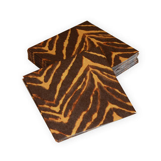 Caspari Go Wild Brown Cocktail Napkins - 20 Per Package 17800C