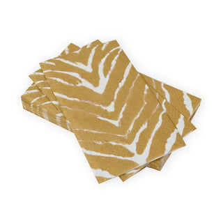 Caspari Go Wild White & Gold Guest Towel Napkins - 15 Per Package 17801G