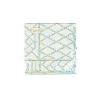 Caspari Bamboo Screen Robin's Egg Paper Linen Luncheon Napkins - 15 Per Package 17880LG