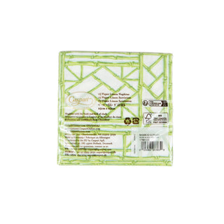 Caspari Bamboo Screen Moss Green Paper Linen Cocktail Napkins - 15 Per Package 17881CG