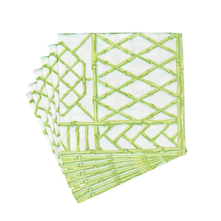 Caspari Bamboo Screen Moss Green Paper Linen Dinner Napkins - 12 Per Package 17881DG