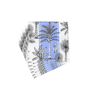 Caspari Southern Palms Blue & White Boxed Cocktail Napkins - 40 Per Box 17952B