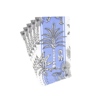 Caspari Southern Palms Blue & White Guest Towel Napkins - 15 Per Package 17952G