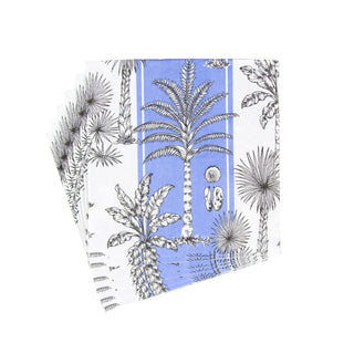 Caspari Southern Palms Blue & White Luncheon Napkins - 20 Per Package 17952L