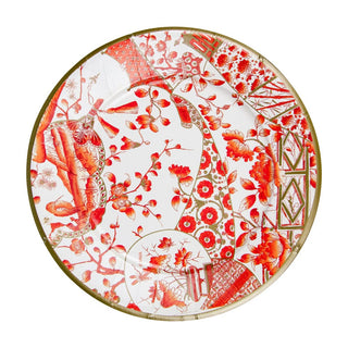 Caspari Gilded Porcelain Coral Dinner Plates - 8 Per Package 18060DP