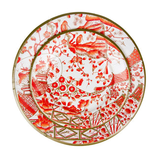 Caspari Gilded Porcelain Coral Dinner Plates - 8 Per Package 18060DP