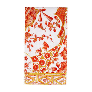 Caspari Gilded Porcelain Coral Guest Towel Napkins - 15 Per Package 18060G