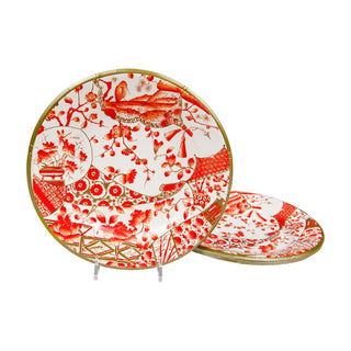 Caspari Gilded Porcelain Coral Salad & Dessert Plates - 8 Per Package 18060SP