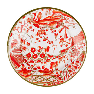 Caspari Gilded Porcelain Coral Salad & Dessert Plates - 8 Per Package 18060SP