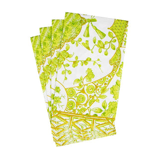 Caspari Gilded Porcelain Chartreuse Guest Towel Napkins - 15 Per Package 18061G