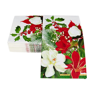 Caspari Christmas Garden Guest Towel Napkins - 15 Per Package 18070G