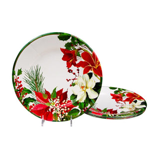 Caspari Christmas Garden Salad & Dessert Plates - 8 Per Package 18070SP