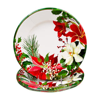 Caspari Christmas Garden Salad & Dessert Plates - 8 Per Package 18070SP