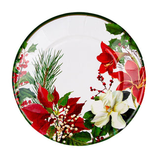 Caspari Christmas Garden Salad & Dessert Plates - 8 Per Package 18070SP