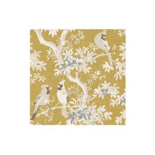 Caspari Scenic Songbirds Green & Ivory Boxed Cocktail Napkins - 40 Per Box 18080B