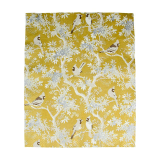 Caspari Scenic Songbirds Gold/Ivory Guest Towel Napkins - 15 Per Package 18080G