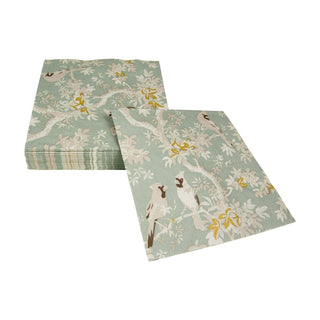 Caspari Scenic Songbirds Celadon Luncheon Napkins - 20 Per Package 18081L