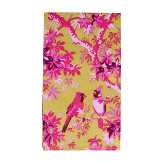 Caspari Scenic Songbirds Rose & Gold Guest Towel Napkins - 15 Per Package 18082G