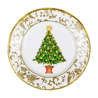 Caspari Gilded Tree Salad & Dessert Plates - 8 Per Package 18100SP