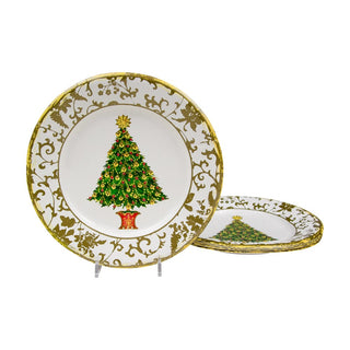 Caspari Gilded Tree Salad & Dessert Plates - 8 Per Package 18100SP