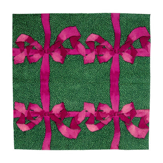 Caspari Tied With A Bow Green & Plum Cocktail Napkins - 20 Per Package 18111C