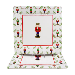 Caspari Little Nutcracker Sq Dinner Plates - 8 Per Package 18120DP