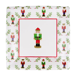 Caspari Little Nutcracker Square Salad & Dessert Plates - 8 Per Package 18120SP