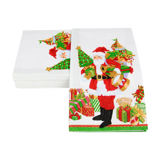 Caspari Mr. Claus Guest Towel Napkins - 15 Per Package 18130G