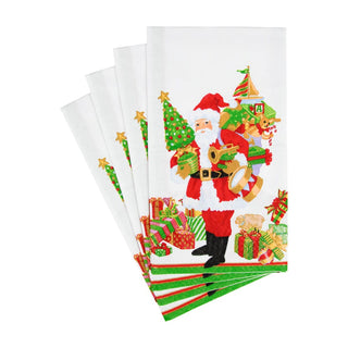 Caspari Mr. Claus Guest Towel Napkins - 15 Per Package 18130G