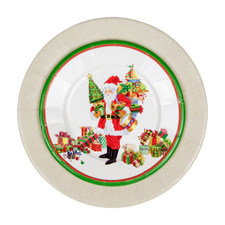 Caspari Mr. Claus Salad & Dessert Plates - 8 Per Package 18130SP