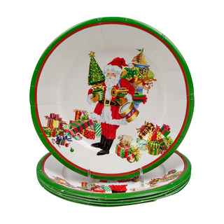 Caspari Mr. Claus Salad & Dessert Plates - 8 Per Package 18130SP