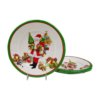 Caspari Mr. Claus Salad & Dessert Plates - 8 Per Package 18130SP