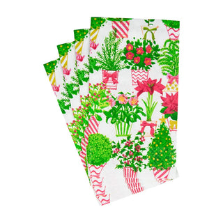 Caspari Christmas Flower Market Guest Towel Napkins - 15 Per Package 18140G