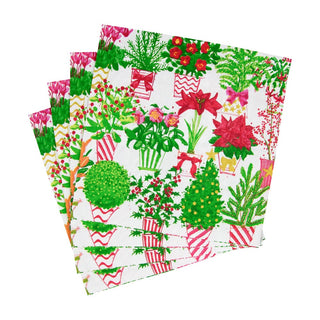 Caspari Christmas Flower Market Luncheon Napkins - 20 Per Package 18140L