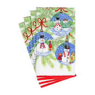 Caspari Snowman Ornaments Guest Towel Napkins - 15 Per Package 18160G